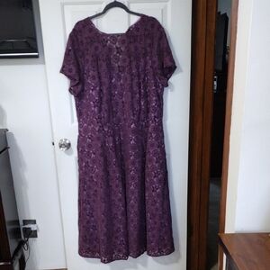 Purple Lace Midi Dress - Women